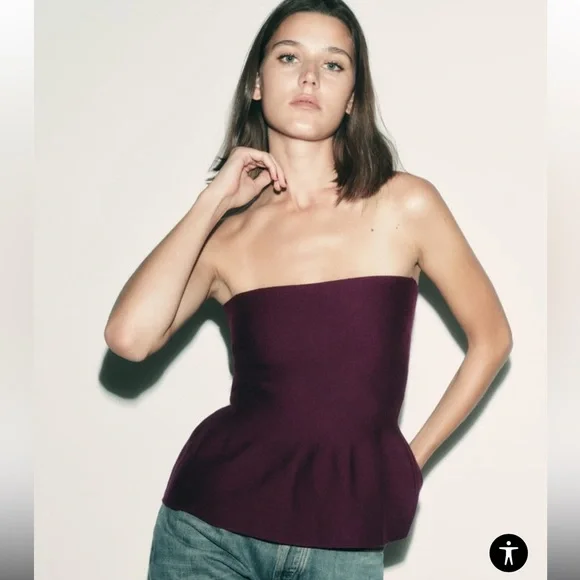 Mini Dress Peplum Dress Zara KNIT PEPLUM TOP WITH BOW Navy Blue ZARA Ireland Mini Dress Peplum Dress Zara KNIT PEPLUM TOP WITH BOW Navy Blue ZARA Ireland